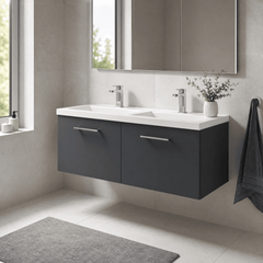 [BFLE1422C2] Bramshall Wall Hung 2 Drawer Vanity Basin Unit - 1200mm - Choice of Colour and Basin Type - Lifestyle 3