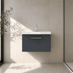 [BFLE1422D] Bramshall Contemporary 1 Soft Close Drawer Wall Hung Vanity Unit, Choice of Size/Basin Type/Colour - Silo
