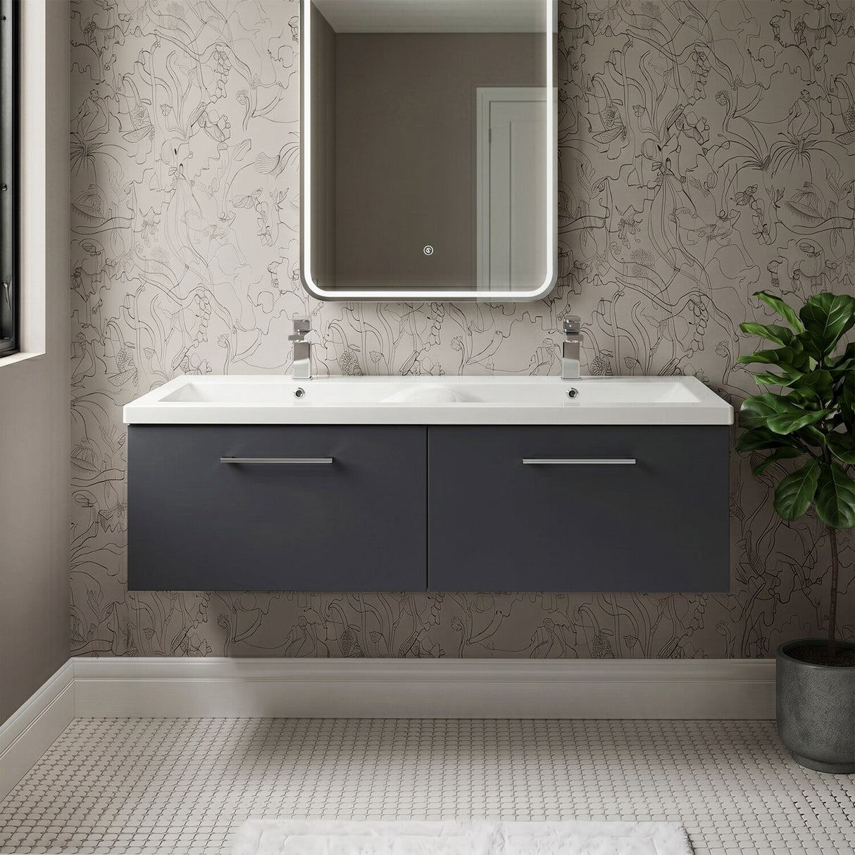 [BFLE1422F2] Bramshall Wall Hung 2 Drawer Vanity Basin Unit - 1200mm - Choice of Colour and Basin Type - Silo
