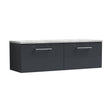 [BFLE1422LBG2] Balterley Level 1200mm Wall Hung 2 Drawer Vanity Unit with Laminate Worktop for Spacious Contemporary Bathroom Storage - Dark Grey - Cutout