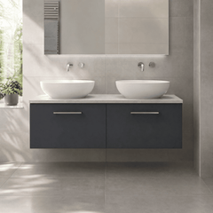 [BFLE1422LBG2] Bramshall Wall Hung 2 Drawer Vanity Unit with Bellato Grey Laminate Worktop, 1200mm, Choice of Colour