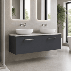 [BFLE1422LBG2] Bramshall Wall Hung 2 Drawer Vanity Unit with Bellato Grey Laminate Worktop, 1200mm, Choice of Colour