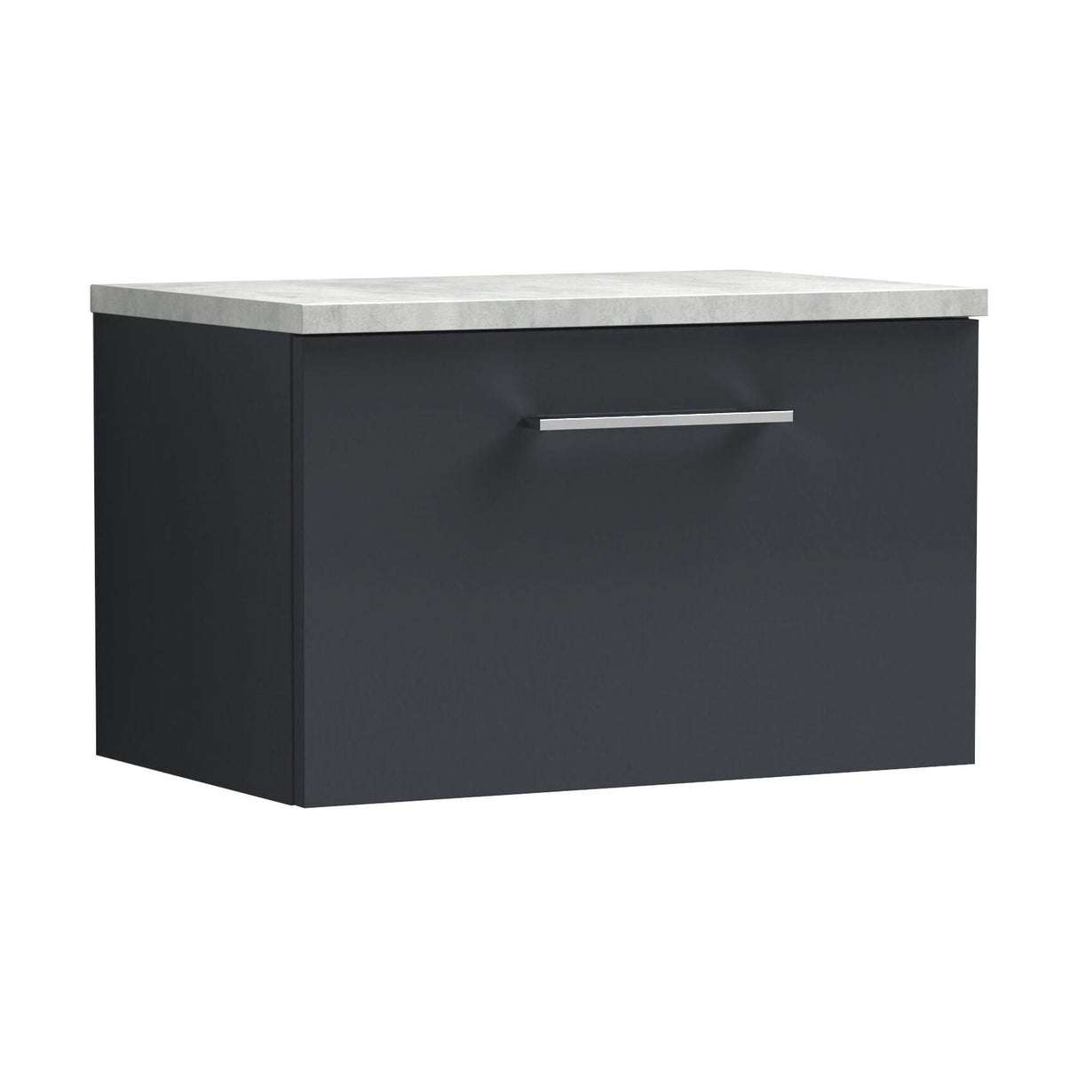 [BFLE1422LBG] Bramshall Contemporary 1 Drawer Wall Hung Vanity Unit with Bellato Grey Laminate Worktop, Choice of Size and Colour - Cutout