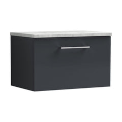 [BFLE1422LBG] Bramshall Contemporary 1 Drawer Wall Hung Vanity Unit with Bellato Grey Laminate Worktop, Choice of Size and Colour - Cutout