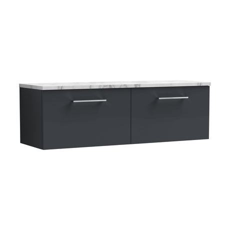 [BFLE1422LCM2] Balterley Level 1200mm Wall Hung 2 Drawer Vanity Unit with Laminate Worktop for Spacious Contemporary Bathroom Storage Dark Grey - Cutout