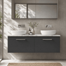 [BFLE1422LCM2] Bramshall Contemporary 2 Drawer Wall Hung Vanity Unit with Carrera Marble Laminate Worktop, 1200mm, Choice of Colour - Silo