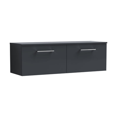[BFLE1422W2] Balterley Level 1200mm Wall Hung 2 Drawer Vanity Unit with Worktop Stylish Bathroom Storage - Dark Grey - Cutout