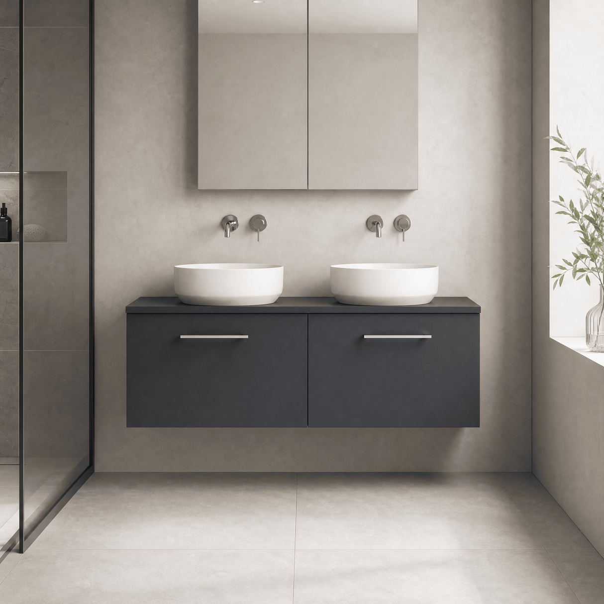 [BFLE1422W2] Bramshall 1200mm Wall Hung 2 Drawer Vanity Unit with Worktop, Choice of Colour