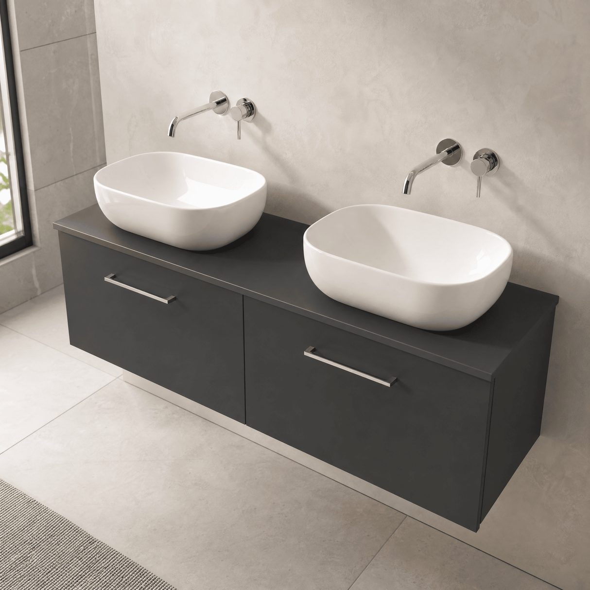 [BFLE1422W2] Bramshall 1200mm Wall Hung 2 Drawer Vanity Unit with Worktop, Choice of Colour