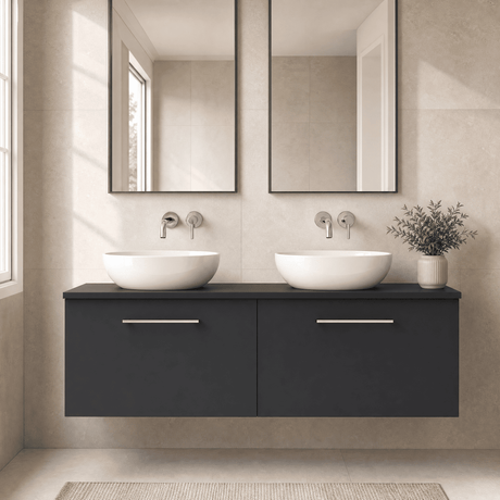 [BFLE1422W2] Bramshall 1200mm Wall Hung 2 Drawer Vanity Unit with Worktop, Choice of Colour - Silo