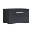 [BFLE1422W] Balterley Level 600mm Wall Hung 1 Drawer Vanity Unit with Worktop Modern Compact Bathroom Storage - Dark Grey - Cutout