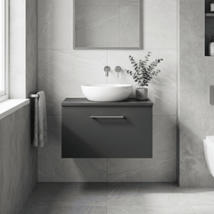 [BFLE1422W] Bramshall Contemporary 1 Soft Close Drawer Wall Hung Vanity Worktop Unit, Choice of Size/Colour