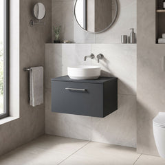 [BFLE1422W] Bramshall Contemporary 1 Soft Close Drawer Wall Hung Vanity Worktop Unit, Choice of Size/Colour