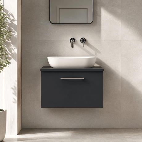 [BFLE1422W] Bramshall Contemporary 1 Soft Close Drawer Wall Hung Vanity Worktop Unit, Choice of Size/Colour - Silo