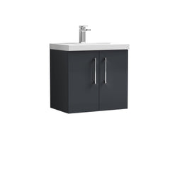 [BFLE1423A] Bramshall Contemporary 2 Door Wall Hung Vanity Basin Unit with Mid-Edge Basin, Choice of Size and Colour - Cutout
