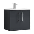 [BFLE1423B] Balterley  Modern Bathroom 2 Soft Close Door & Minimalist Wall Hung Vanity Unit Basin, Dark Grey, 440mm - Cutout