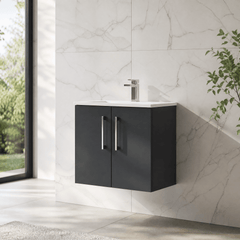 [BFLE1423B] Balterley  Modern Bathroom 2 Soft Close Door & Minimalist Wall Hung Vanity Unit Basin, Dark Grey, 440mm - Lifestyle 3