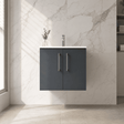 [BFLE1423B] Balterley  Modern Bathroom 2 Soft Close Door & Minimalist Wall Hung Vanity Unit Basin, Dark Grey, 440mm - Silo