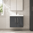 [BFLE1423D] Balterley  Contemporary Bathroom 2 Soft Close Door & Thin-Edge Wall Hung Vanity Unit Basin, Dark Grey, 600mm - Silo