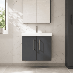 [BFLE1423D] Bramshall Contemporary 2 Door Wall Hung Vanity Basin Unit, Choice of Size, Colour and Basin - Studio Shot