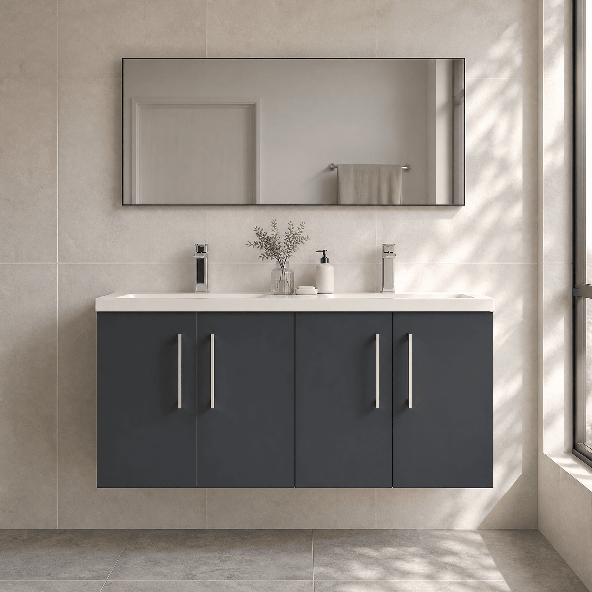 [BFLE1423F] Bramshall 4 Door Vanity Basin Unit - 1200mm - Choice of Basin and Colour - Lifestyle 1