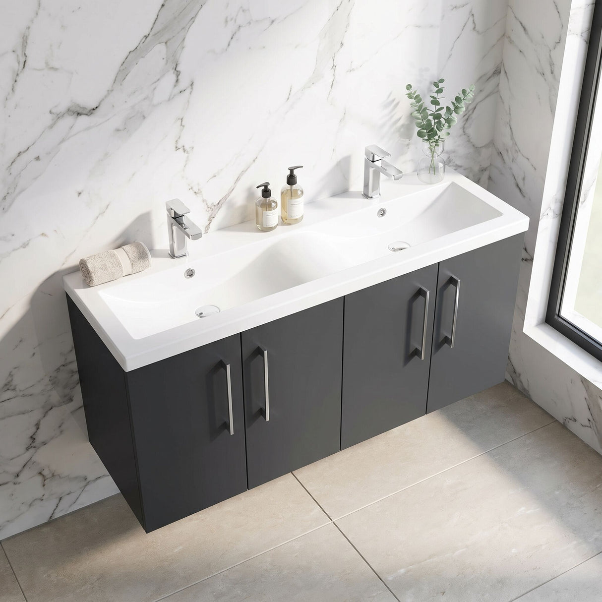 [BFLE1423F] Bramshall 4 Door Vanity Basin Unit - 1200mm - Choice of Basin and Colour - Lifestyle 2