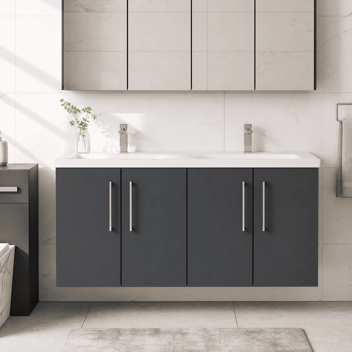 [BFLE1423F] Bramshall 4 Door Vanity Basin Unit - 1200mm - Choice of Basin and Colour - Silo