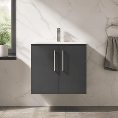 [BFLE1423G] Bramshall Contemporary 2 Door Wall Hung Vanity Basin Unit, Choice of Size, Colour and Basin - Studio Shot