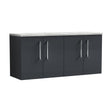 [BFLE1423LBG2] Balterley Level 1200mm Wall Hung 4 Door Vanity Unit with Laminate Worktop for Spacious Modern Bathroom Storage - Dark Grey - Cutout