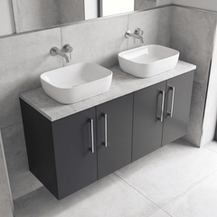 [BFLE1423LBG2] Bramshall Wall Hung 4 Door Vanity Unit with Bellato Grey Laminate Worktop, 1200mm, Choice of Colour