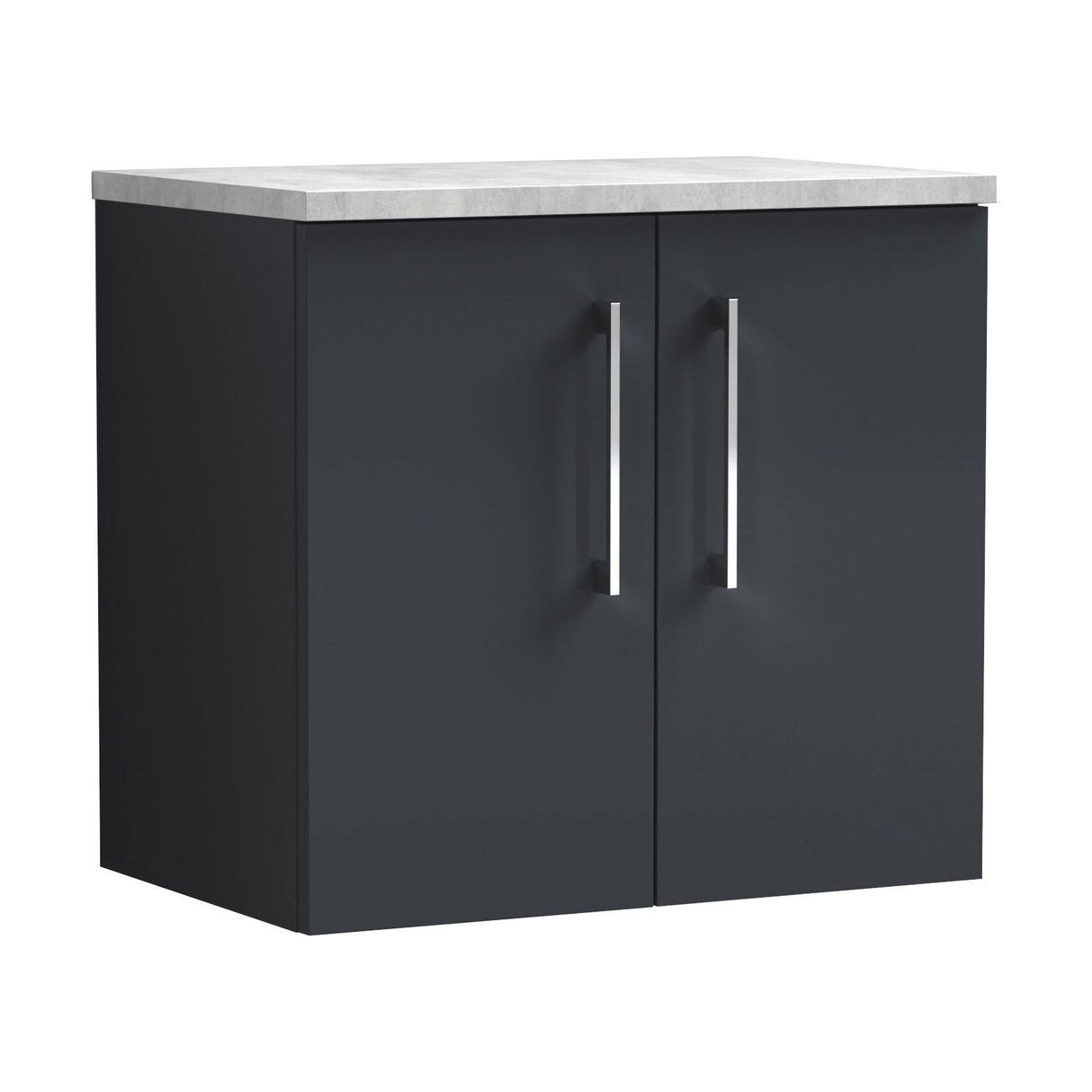 [BFLE1423LBG] Bramshall Wall Hung 2 Door Vanity Unit with Bellato Grey Laminate Worktop, 600mm, Choice of Colour - Cutout