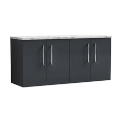 [BFLE1423LCM2] Balterley Level 1200mm Wall Hung 4 Door Vanity Unit with Laminate Worktop for Spacious Contemporary Bathroom Storage - Dark Grey - Cutout