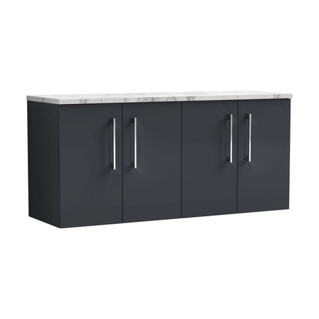 [BFLE1423LCM2] Balterley Level 1200mm Wall Hung 4 Door Vanity Unit with Laminate Worktop for Spacious Contemporary Bathroom Storage - Dark Grey - Cutout