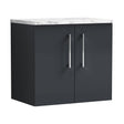 [BFLE1423LCM] Balterley Level 600mm Wall Hung 2 Door Vanity Unit with Laminate Worktop for Compact Modern Bathroom Storage Dark Grey - Cutout