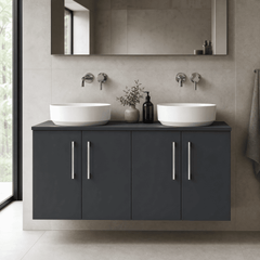 [BFLE1423W2] Bramshall Contemporary 4 Door Wall Hung Vanity Unit with Worktop, 1200mm, Choice of Colour