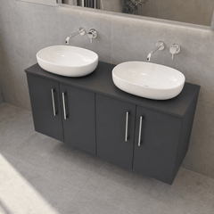 [BFLE1423W2] Bramshall Contemporary 4 Door Wall Hung Vanity Unit with Worktop, 1200mm, Choice of Colour