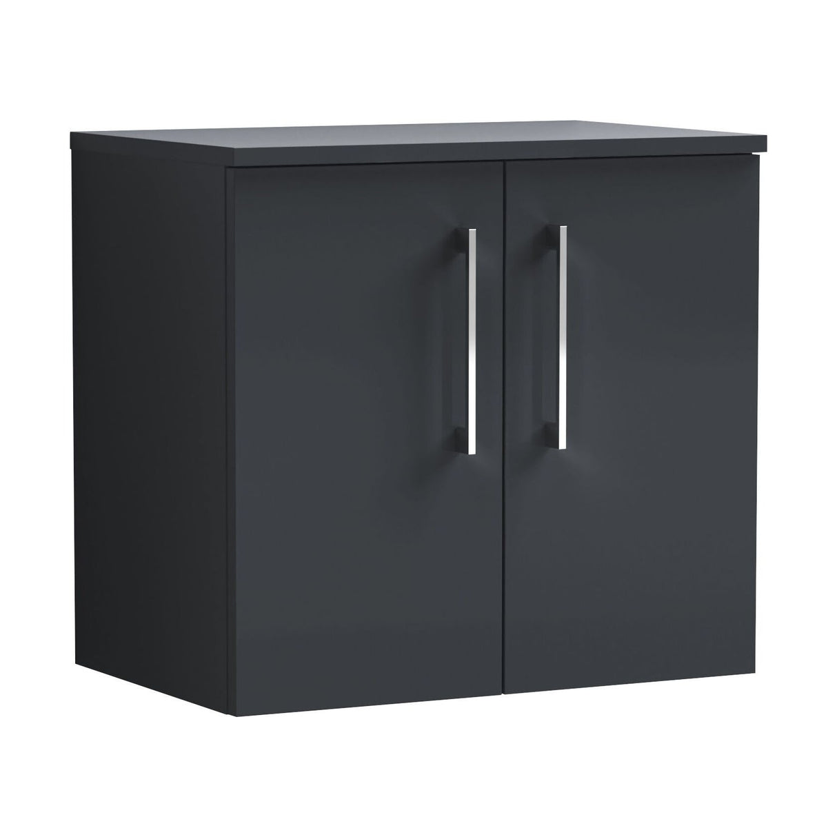 [BFLE1423W] Balterley Level Modern Bathroom 600mm Wall Hung 2-Door Vanity Unit with Laminate Worktop, Soft Close Doors, Dark Grey - Cutout