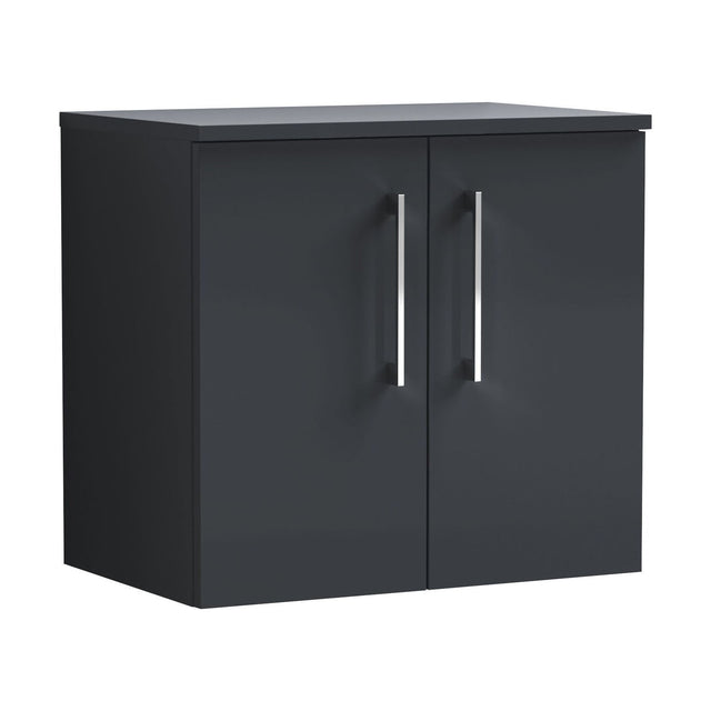 [BFLE1423W] Balterley Level Modern Bathroom 600mm Wall Hung 2-Door Vanity Unit with Laminate Worktop, Soft Close Doors, Dark Grey - Cutout
