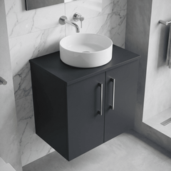 [BFLE1423W] Bramshall Contemporary 2 Door Wall Hung Vanity Unit with Worktop, 600mm, Choice of Colour