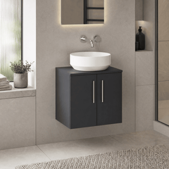[BFLE1423W] Bramshall Contemporary 2 Door Wall Hung Vanity Unit with Worktop, 600mm, Choice of Colour