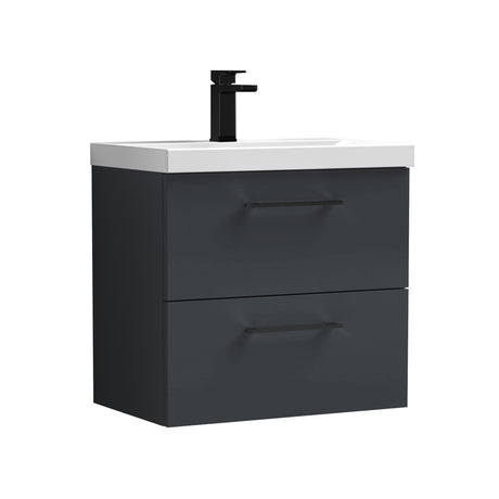 Bramshall Wall Hung 2 Drawer Vanity Unit with Mid-Edge Ceramic Basin - Choice of Colour, Handle Finish and Size