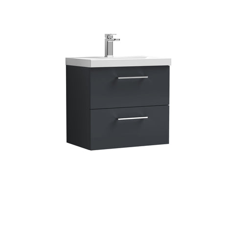 Bramshall Wall Hung 2 Drawer Vanity Unit with Mid-Edge Ceramic Basin - Choice of Colour, Handle Finish and Size