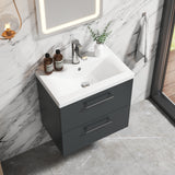 Wall Hung 2 Drawer Vanity Unit with Mid-Edge Ceramic Basin - Choice of Colour, Handle Finish and Size