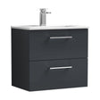 [BFLE1424B] Balterley  Modern Bathroom 2 Soft Close Drawer & Minimalist Wall Hung Vanity Unit Basin, Dark Grey, 440mm - Cutout