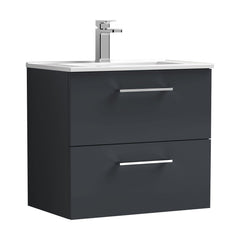 [BFLE1424B] Bramshall Contemporary 2 Soft Close Drawer Wall Hung Vanity Unit, Choice of Size/Basin Type/Colour - Cutout