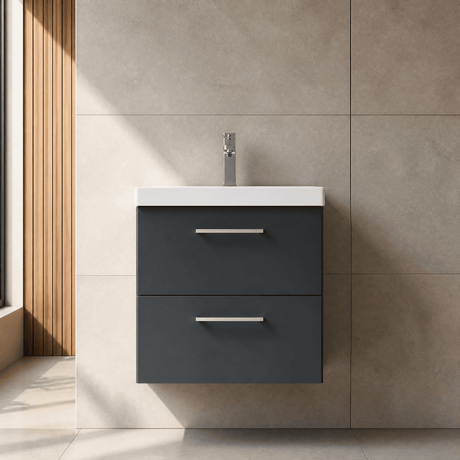 [BFLE1424D] Bramshall Contemporary 2 Soft Close Drawer Wall Hung Vanity Unit, Choice of Size/Basin Type/Colour - Silo