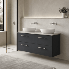 [BFLE1424LBG2] Bramshall Wall Hung 4 Drawer Vanity Unit with Bellato Grey Laminate Worktop, 1200mm, Choice of Colour