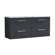 [BFLE1424LCM2] Balterley Level 1200mm Wall Hung 4 Drawer Vanity Unit with Laminate Worktop for Spacious Contemporary Bathroom Storage Dark Grey - Cutout