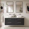 [BFLE1424LCM2] Bramshall Contemporary 4 Drawer Wall Hung Vanity Unit with Carrera Marble Laminate Worktop, 1200mm, Choice of Colour - Silo