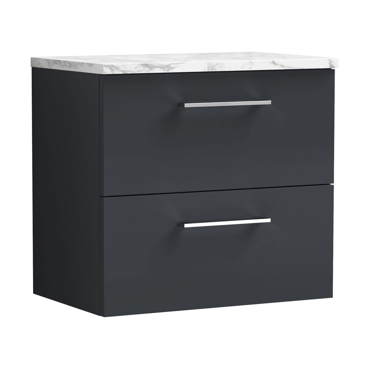 [BFLE1424LCM] Balterley Level 600mm Wall Hung 2 Drawer Vanity Unit with Laminate Worktop for Stylish Compact Bathroom Storage Dark Grey - Cutout